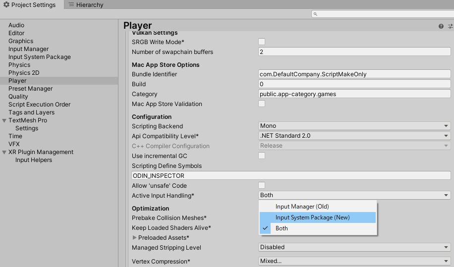 Project Settings > Player > Active Input HandlingをInput SystemもしくはBothにした後再起動する。