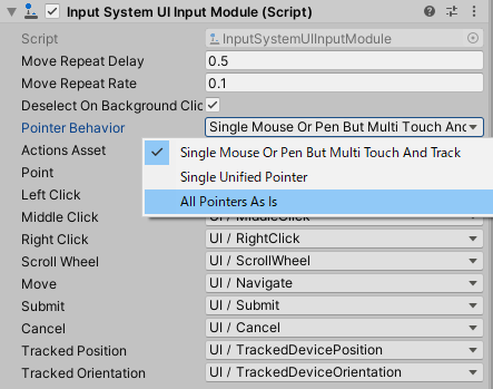 Input System UI Input Module の設定変更